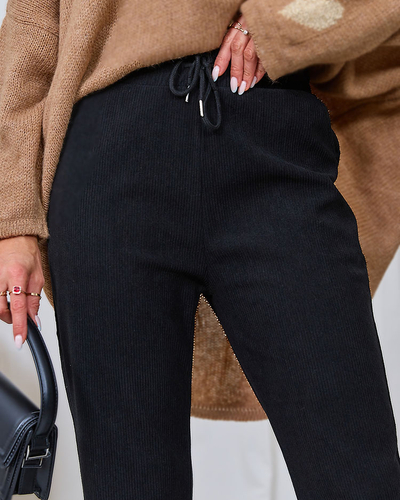 Royalfashion Ženske hlače iz manšete v črni barvi