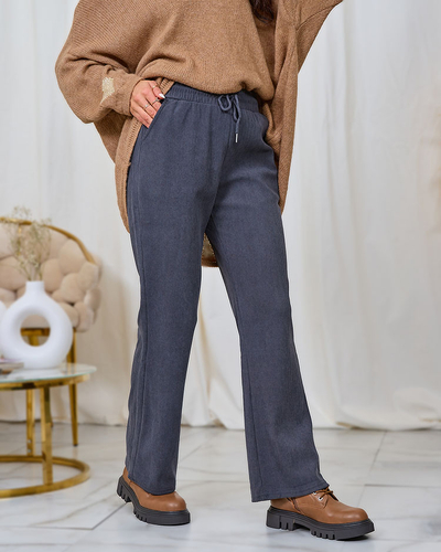 Royalfashion Ženske hlače iz manšete v temno sivi barvi