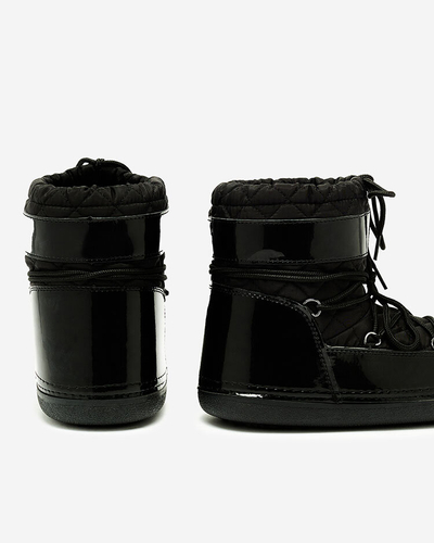 Royalfashion Črni ženski snežni škornji z robom Yevnoiela