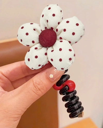 Royalfashion Spiralna elastika za lase z majhnim cvetom Blossom Coil