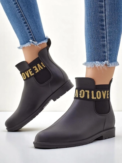 Royalfashion Ženske mat dežne škornje z napisom Love Love