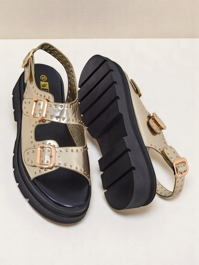 Royalfashion Sandale de damă cu talpă mai groasă și pietre ornamentale Rocky Chic