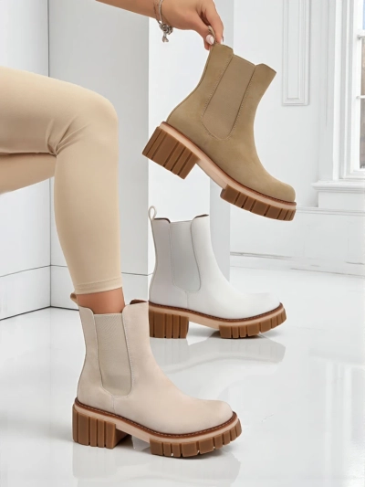 Gležnarji s peto iz eko nubuka Amber Walk