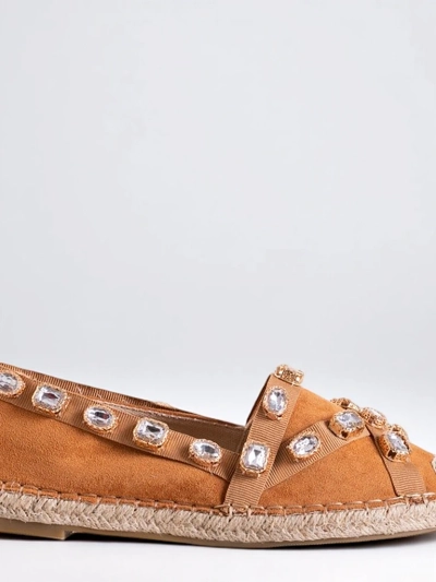 Royalfashion Damskie espadryle z kryształkami w kolorze camel Wamba