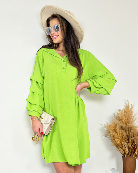 Royalfashion Ženska oversize obleka z volanom na rokavih