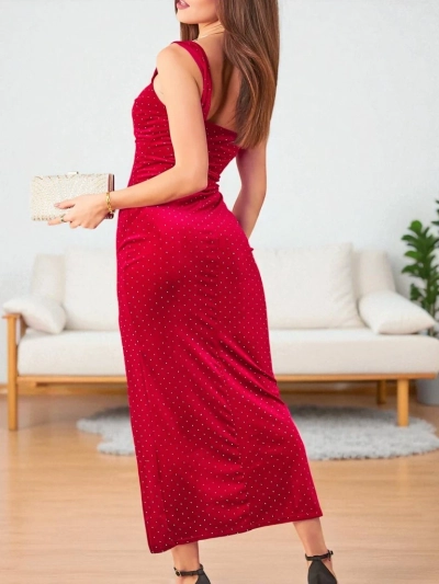 Royalfashion Ženska midi obleka s istrlečji