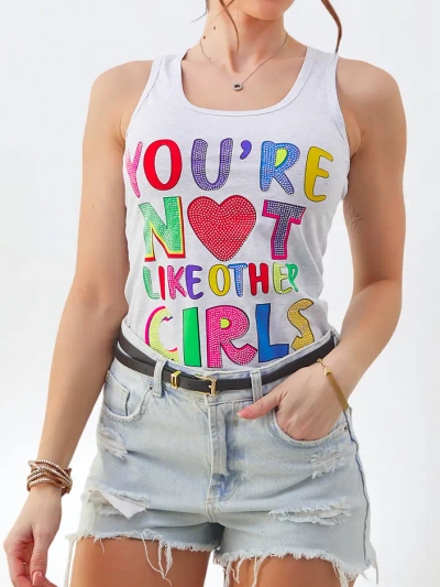 Royalfashion Ženska bombažna majica brez rokavov s trakovi in unikatnimi potiski