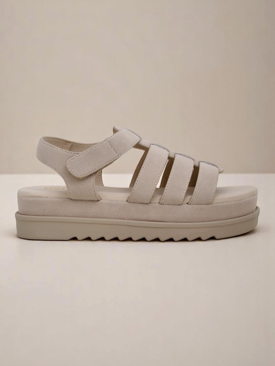Sandali Royalfashion - Bež semiš Caligae na platformi - Idealni za poletje in pomlad