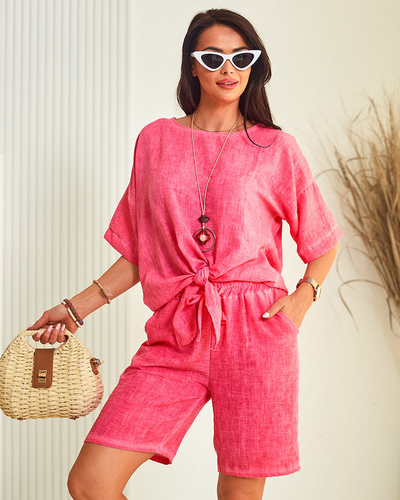 Royalfashion Ženski komplet za čezmerno velikost iz bombaža in lanu