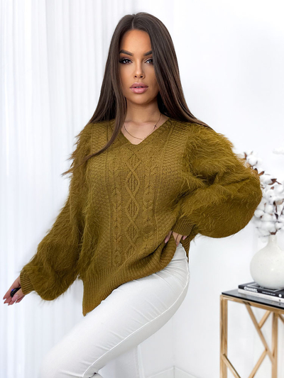Royalfashion Puhasti ženski pulover v gorčični barvi