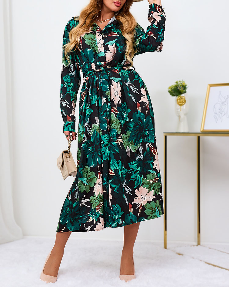 Royalfashion Črno-zelena vzorčasta ženska maksi obleka