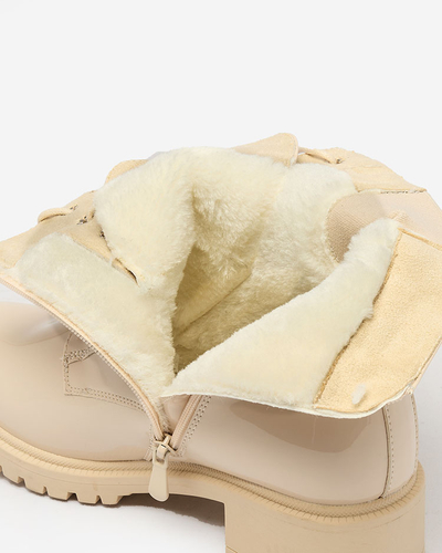 Royalfashion Ženski škornji Seddaga iz eko usnja bež barve