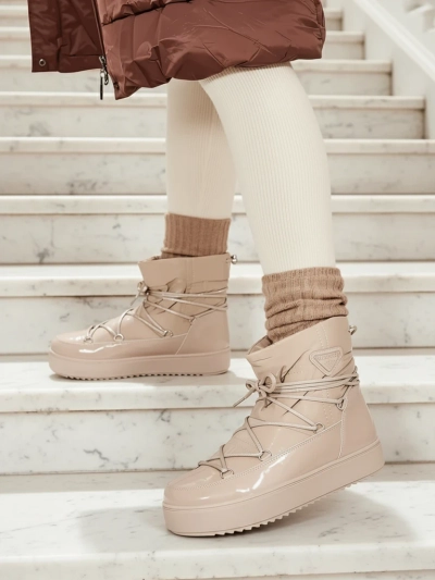 Royalfashion Ženski škornji a'la snow boots v svetlo rjavi barvi Vevnose