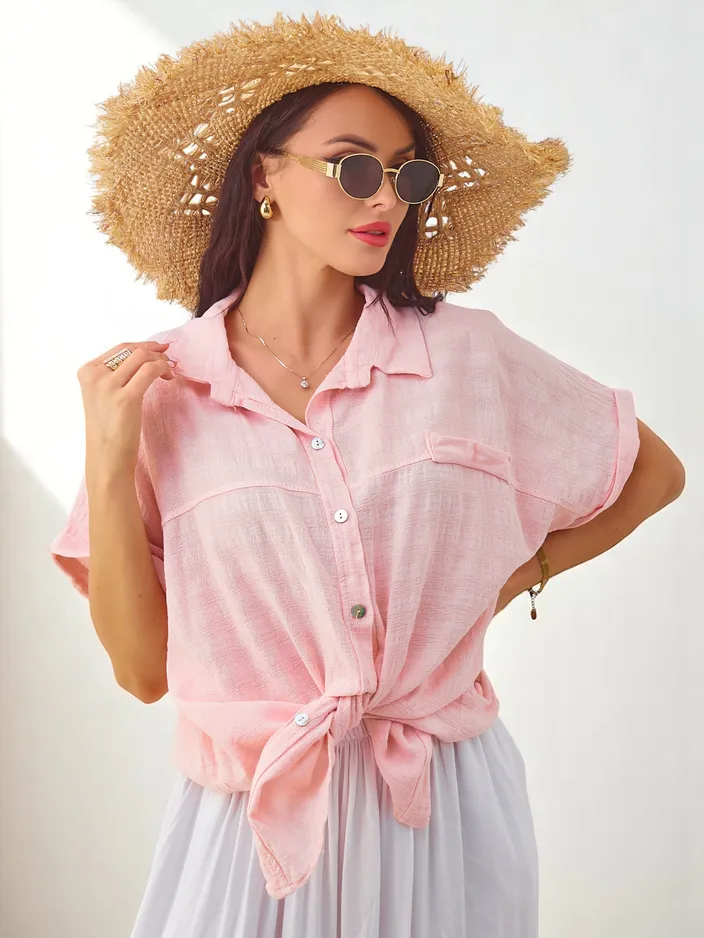 Royalfashion Ženska bombažna srajca z embalažo in kratkimi rokavi