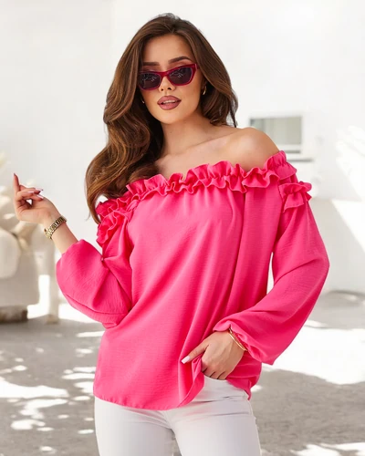 Royalfashion Ženska bluza brez naramnic z naborki