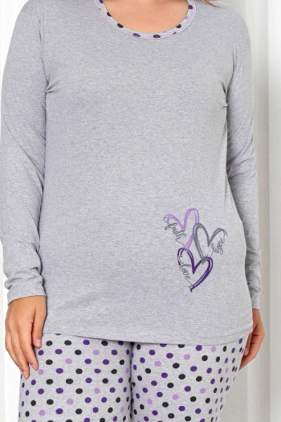 Royalfashion Ženska 2-delna satenasta pižama s pikami PLUS SIZE