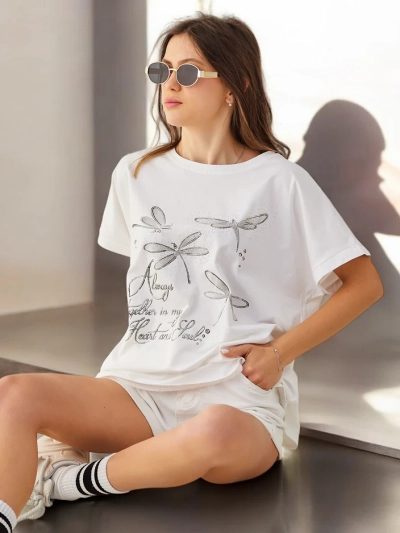 Royalfashion Ženska bombažna majica s printom