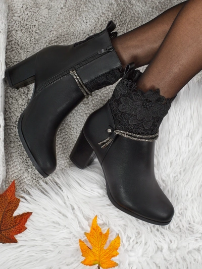 Gležnarji Luna Črni Elegantni s Čipko