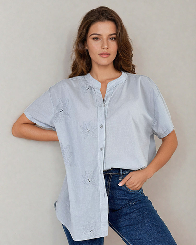 Royalfashion Ženska srajca oversize z vezenino