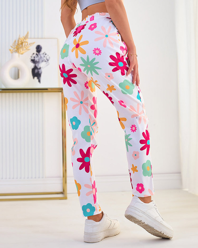 Royalfashion Ženske hlače iz tkanine s cvetličnim vzorcem