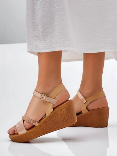 Royalfashion Ženski wedges sandali z diamantki in bleščicami Eclat