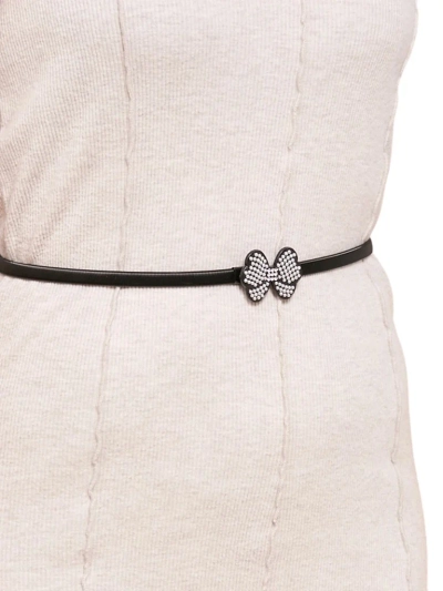 Črni ženski pas Melina s kovinsko pentljo v stilu latino glamurja