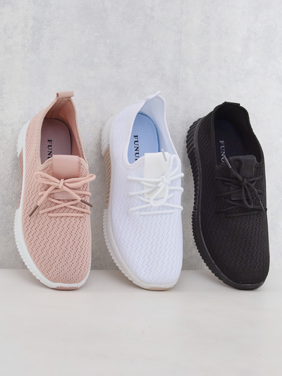 Royalfashion Różowe damskie materiałowe buty sportowe Vobbu