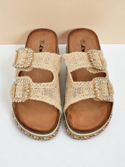 Royalfashion ženski natikači z bleščečimi sponkami GlamCork