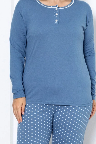Royalfashion Ženske bombažne pižame v dveh delih s pikami PLUS SIZE