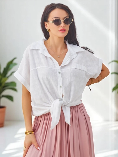 Royalfashion Ženska bombažna srajca z embalažo in kratkimi rokavi