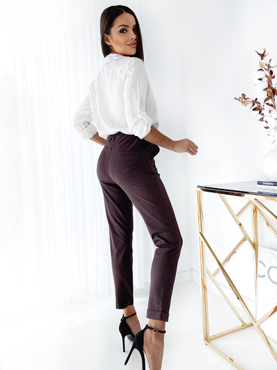 Royalfashion Temno rjave ženske hlače tegings