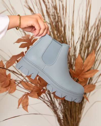 Royalfashion Ženski škornji z ravnim podplatom v modri barvi Alussady