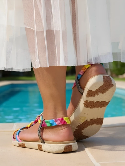 Ženski Sandali Colora Aurora Royalfashion Cirkoni Pomlad Poletje