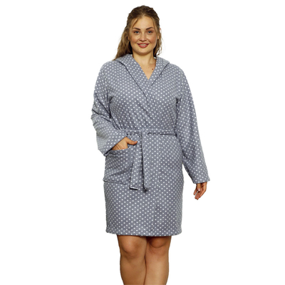 Royalfashion Szary damski szlafrok w kropki PLUS SIZE