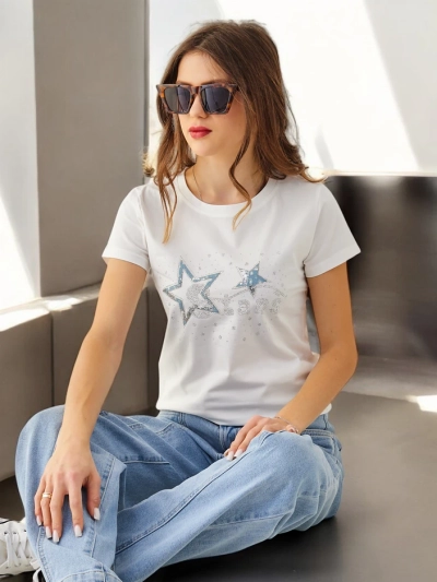 Royalfashion Ženska bombažna majica STARS