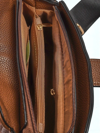 Ženska torbica Aurelia – temno rjava, ekološko patentno usnje, 22x20cm