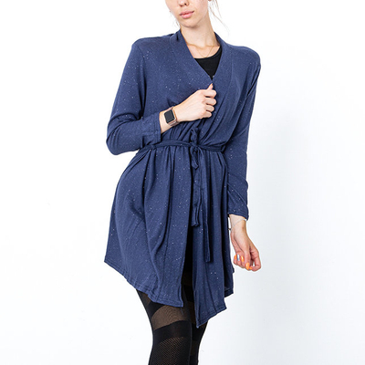 Royalfashion Granatowa damska wiązana narzutka kardigan