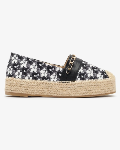 Royalfashion Czarne espadryle w kwiaty Azzaxi