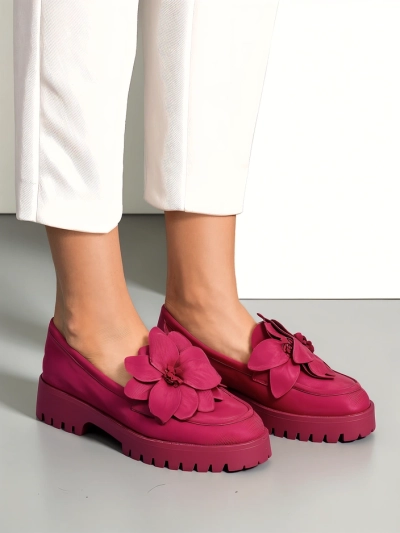 Ženski loaferji Royalfashion iz ekološkega semiša z Floverse cvetom