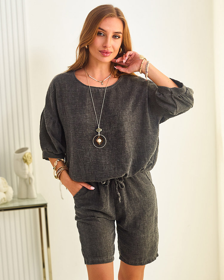 Royalfashion Poletni ženski komplet iz bombaža in lanu