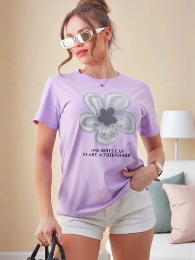 Royalfashion Ženska bombažna T-majica z rožo