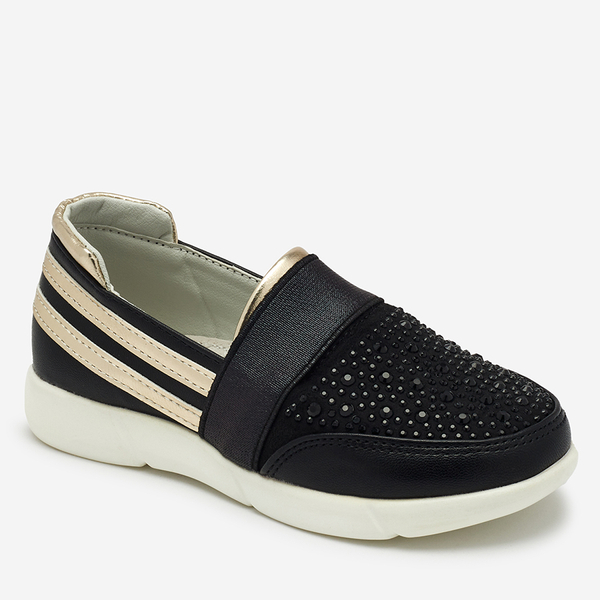 Royalfashion Czarne dziecięce tenisówki slip - on Ciarala