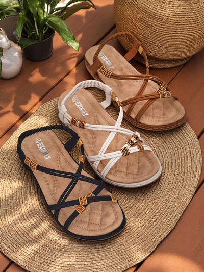 Ženski sandali Royalfashion Evita Nero ekološko usnje natikače
