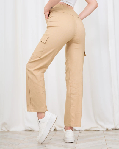 Royalfashion Beige Ženske široke hlače