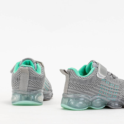 Royalfashion Sportowe buty dziecięce w kolorze szarym z miętowymi elementami Dons