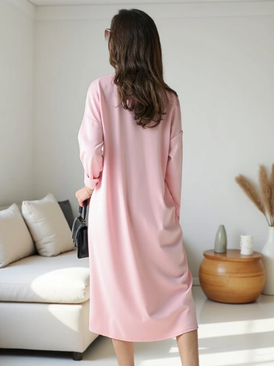 Royalfashion Ženski midi obleko tkanina oversized z rožo