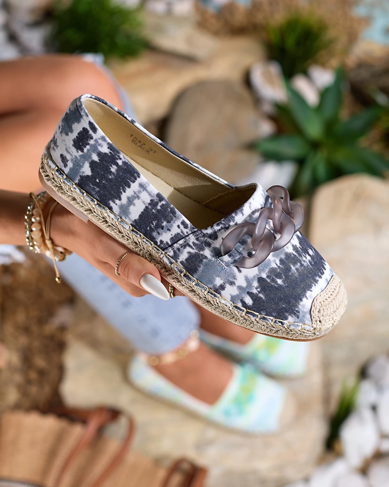 Royalfashion Czarne espadryle damskie z printem Serffio