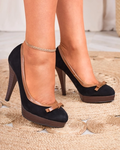 Royalfashion Czarne damskie czółenka na wysokiej szpilce Zistin