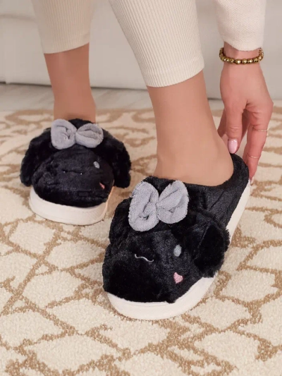 Royalfashion Ženske krznene copate s pentljo Savos