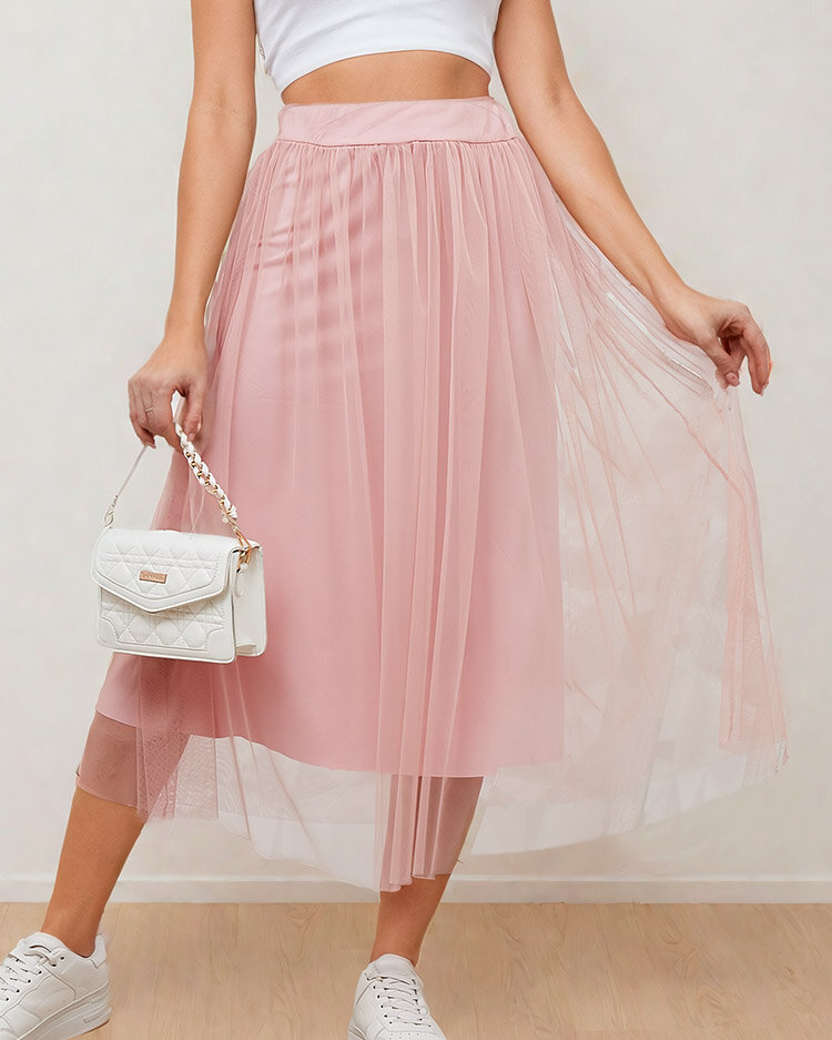 Royalfashion Žensko dvoslojno midi krilo